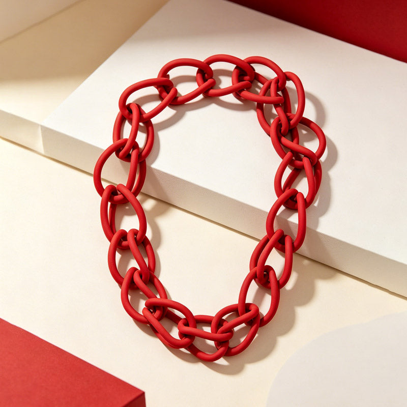 Handmade Gothic Chunky Oval Link Choker Necklace, Party Holiday Statement Gift Jewelry