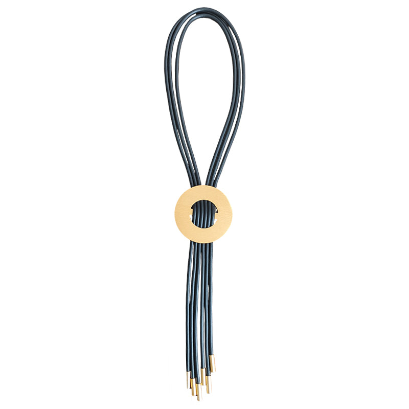 Adjustable Long Circular Pendant Statement Necklace European Fashion Women Holiday Gift Jewelry, Gold Silver Two Colors Available