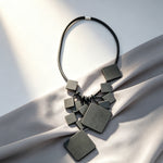 Gothic Vintage Rhombus Pendant Hand-Woven Black String Choker Necklace for Women, Versatile Hip Hop Short Necklace, All Season Casual Vacation Fashion Jewelry