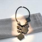 Gothic Vintage Rhombus Pendant Hand-Woven Black String Choker Necklace for Women, Versatile Hip Hop Short Necklace, All Season Casual Vacation Fashion Jewelry