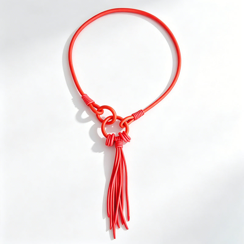 Women's Gothic Bohemian Punk Tassel Necklace, Layered Interlocking Ring Design Statement Jewelry, Versatile Accessory for Daily Outfits & Party, All-Year Wearable Bold Gothic Chain Necklace for Concert Fashion Matching