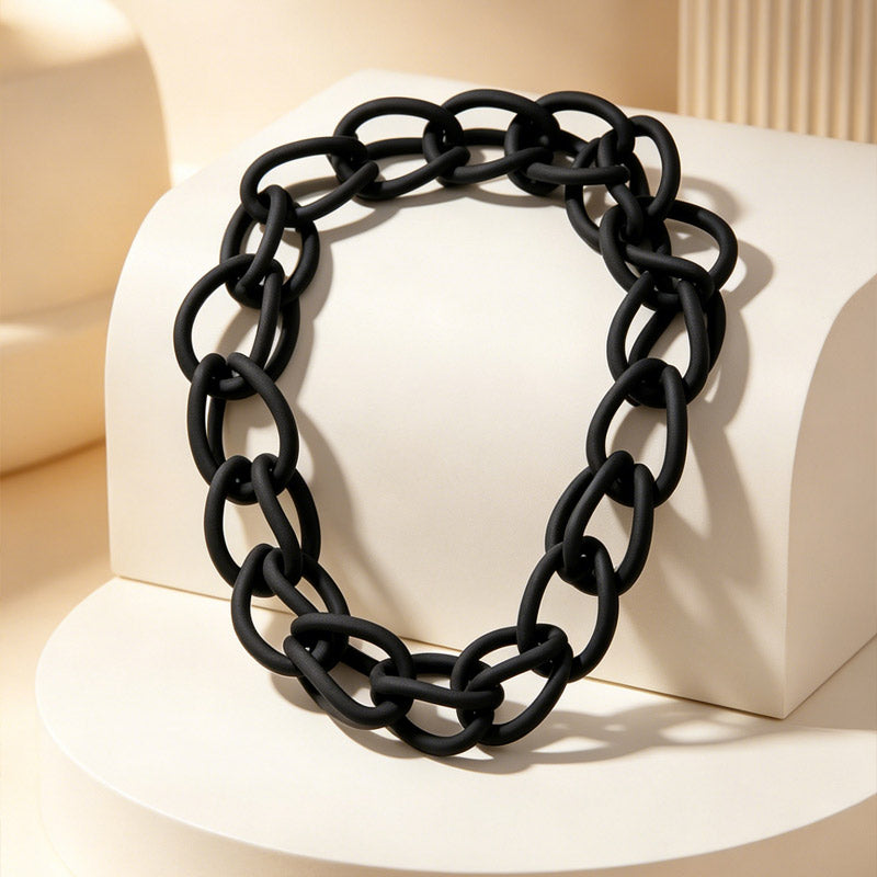 Handmade Gothic Chunky Oval Link Choker Necklace, Party Holiday Statement Gift Jewelry